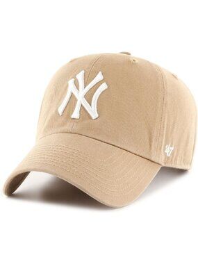 Adjustable Khaki White Baseball Dad Hat - Clean Up Style, One Size Fits All